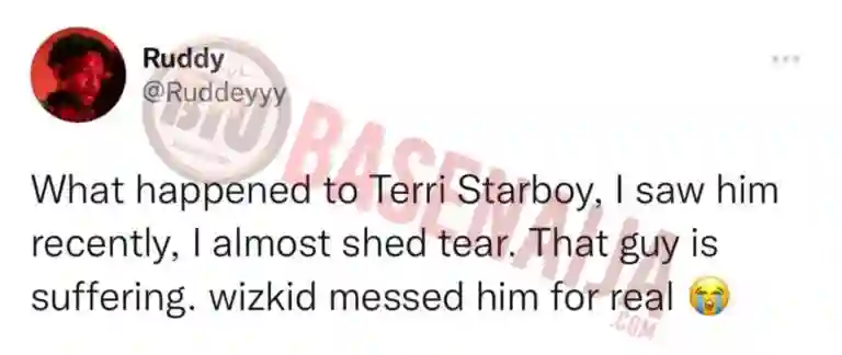 “Wizkid messed Terri up” – Ruddy speaks out after seeing singer Terri in Lagos (Tweet)