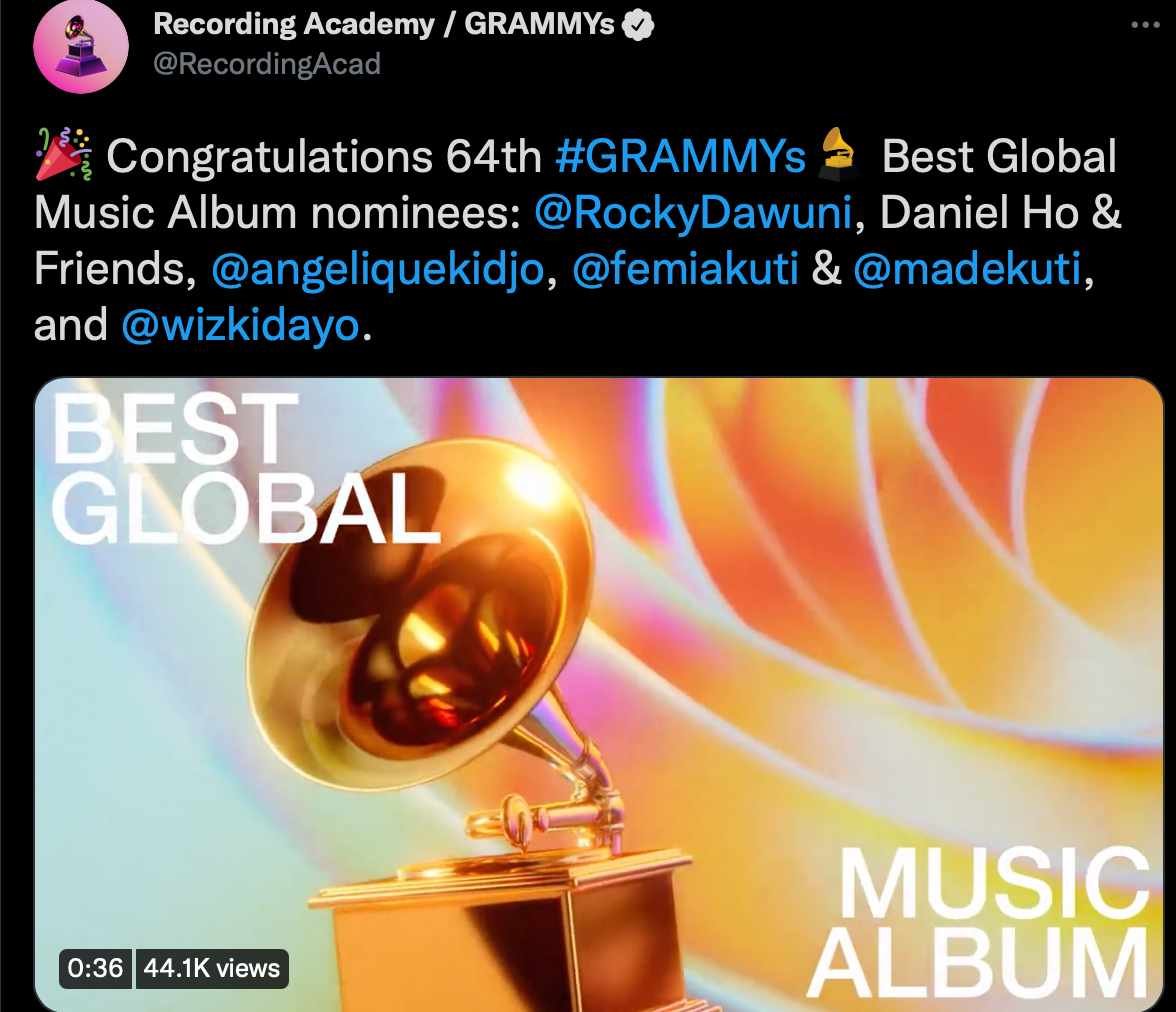 Wizkid, Tems and Burna Boy get Grammy Awards nomination, Davido left out (Details)