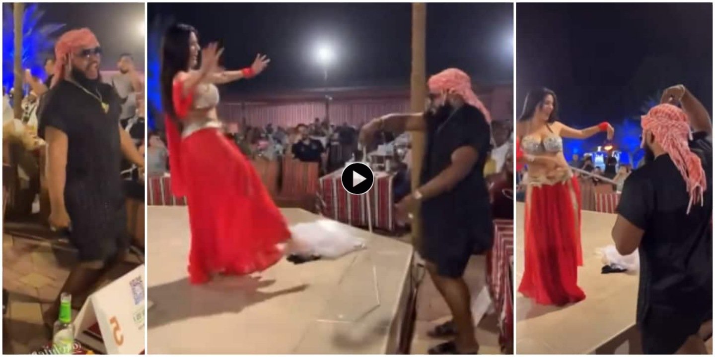 Whitemoney performs with belly dancer in Dubai in this funny viral Video, Fans reacts (Video)