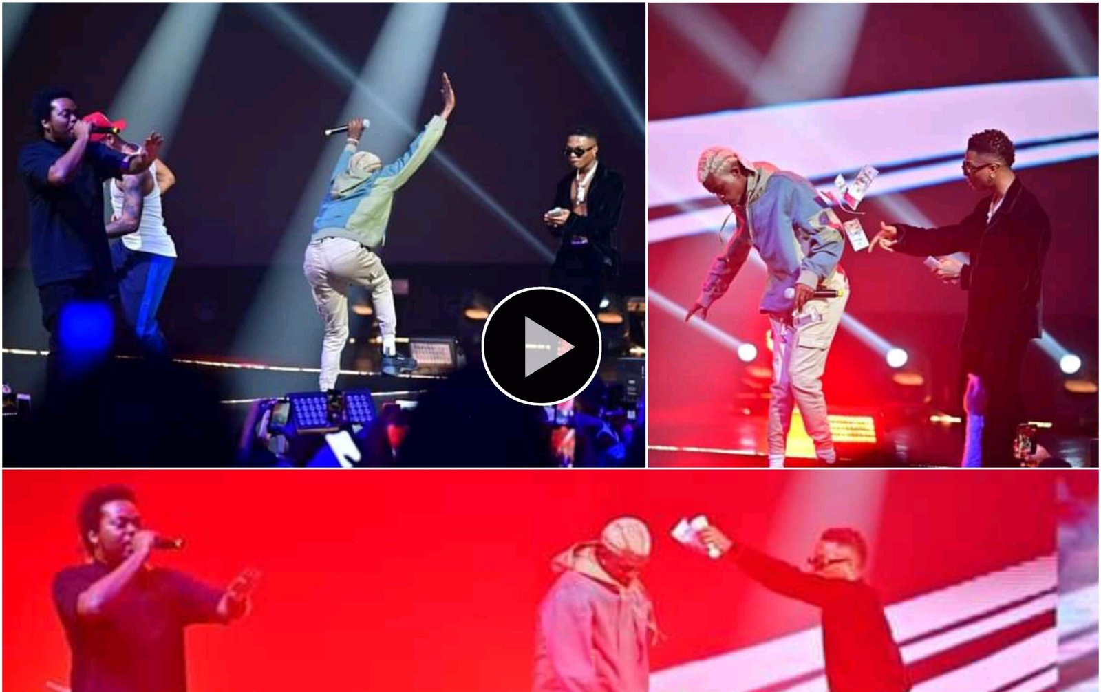 Wizkid Lagos Concert: Wild moment Wizkid spread $100 notes on Zazu Zeh singer Portable (video)