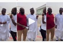 "Fatherly Treat" – Reactions as Davido links up with Aliko Dangote at the airport (video)