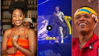 Romantic moment Wizkid tried to lift up Tems on stage (Watch Video)