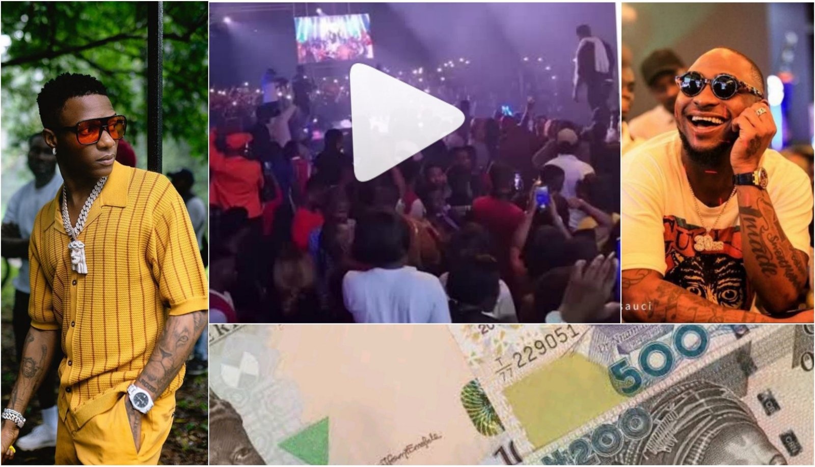 "Na Wizkid fan spread the money" Moment fans ignored Davido’s performance to pick money (video)