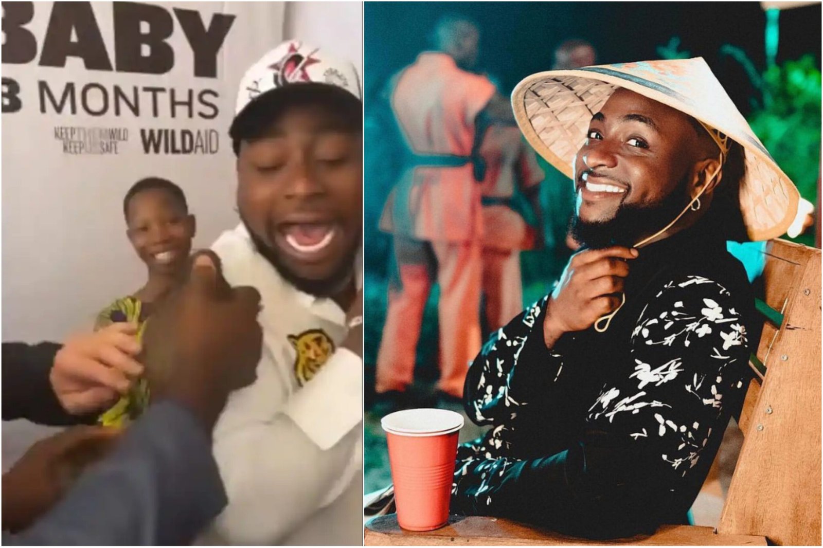 Funny moment Davido gets scared, screams for help during campaign against animal extinction (video)