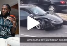 Burna Boy involved in ghastly car accident with his Ferrari 458 hours after penning note to late brother (VIDEO)