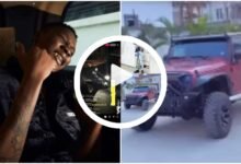 Zinoleesky crashes Wrangler Jeep he just bought in gutter, Nigerians react (VIDEO)