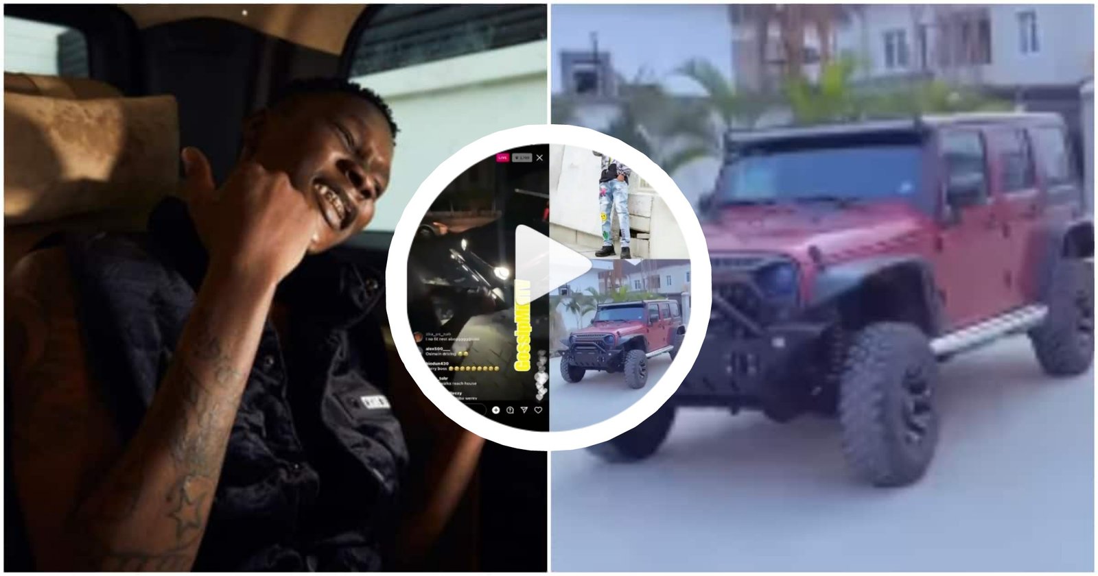 Zinoleesky crashes Wrangler Jeep he just bought in gutter, Nigerians react (VIDEO)