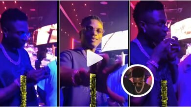 WATCH moment Wizkid stopped lady from recording him rolling weed inside club (VIDEO)