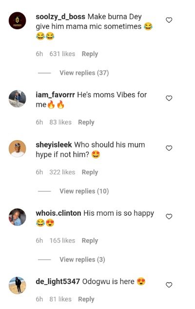 “His mom is his biggest fan” – Reactions as Burna Boy's mother amazed over his son Burna Boy stage performance (WATCH)