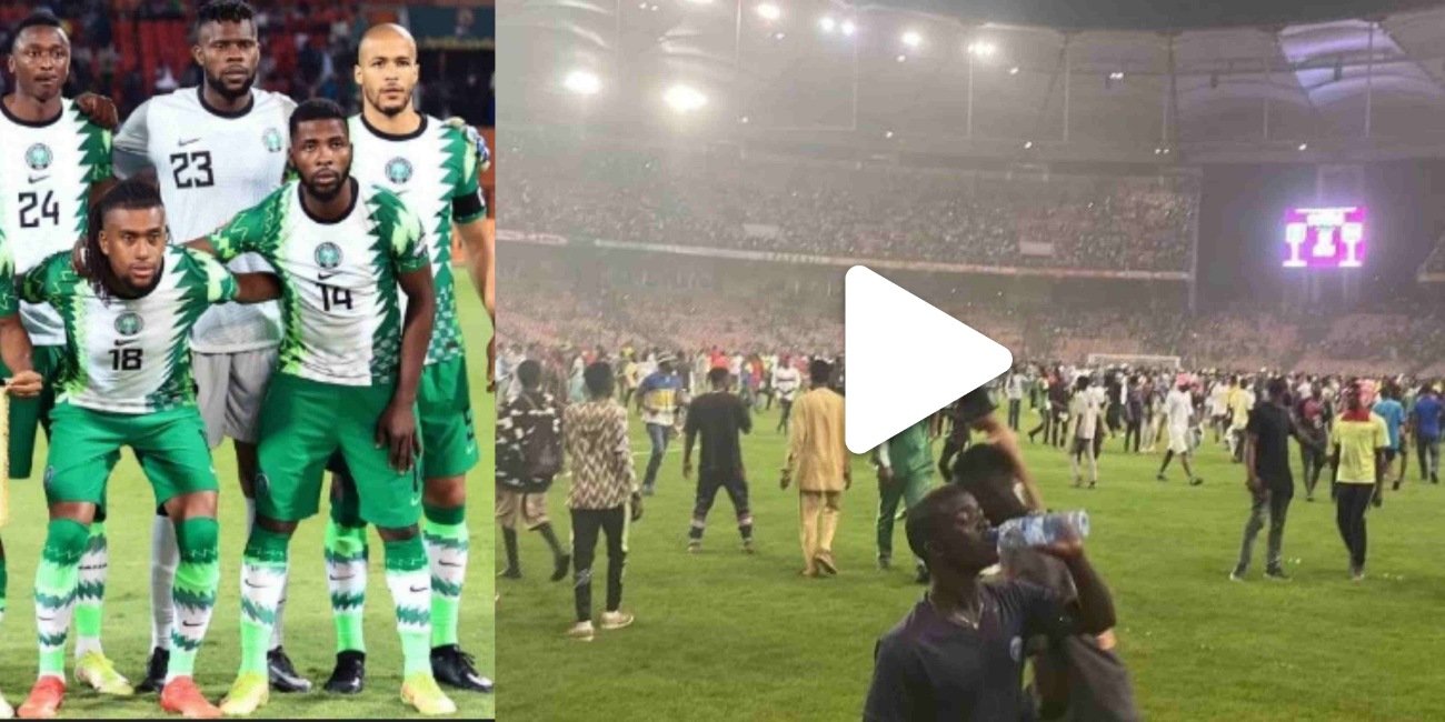 Nigeria vs Ghana: Moment angry Nigerian fans vandalized Abuja stadium facilities as they chase all players away (WATCH)