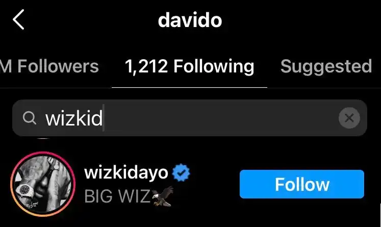 "Big Wiz ego no go allow am follow Back" – Reactions as Davido re-follows Wizkid on Instagram