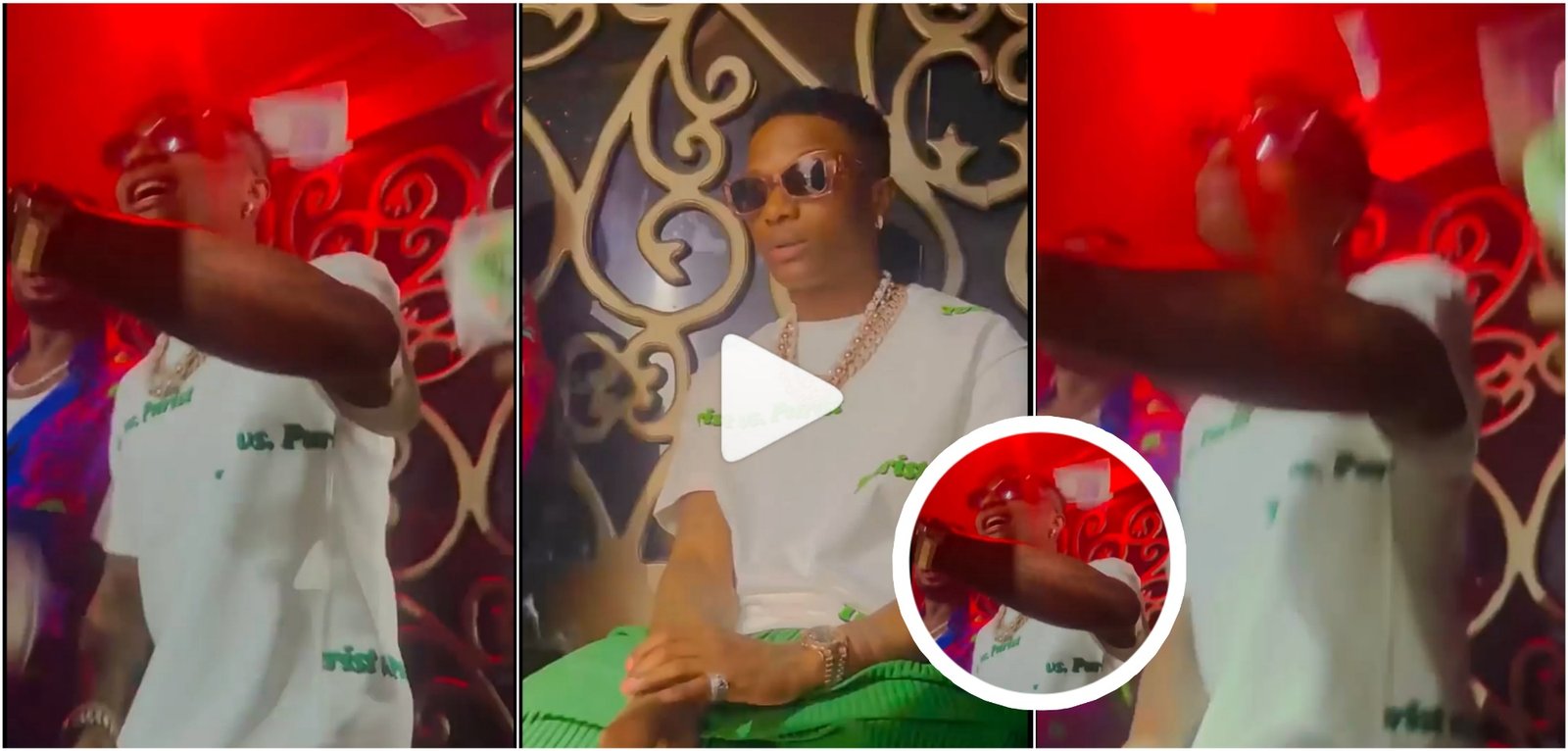 “Big Wiz in Big Mood” – Wizkid captured as he cools himself down during a hard party (WATCH)