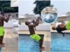 "OBO, much talent" – Davido got fans amazed after a video shows him did a backflip into swimming pool (VIDEO)