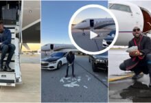 "Doings, Inside Doings" - Reactions as Davido flies in US rapper, his jeweller to UK in his private jet (VIDEO)