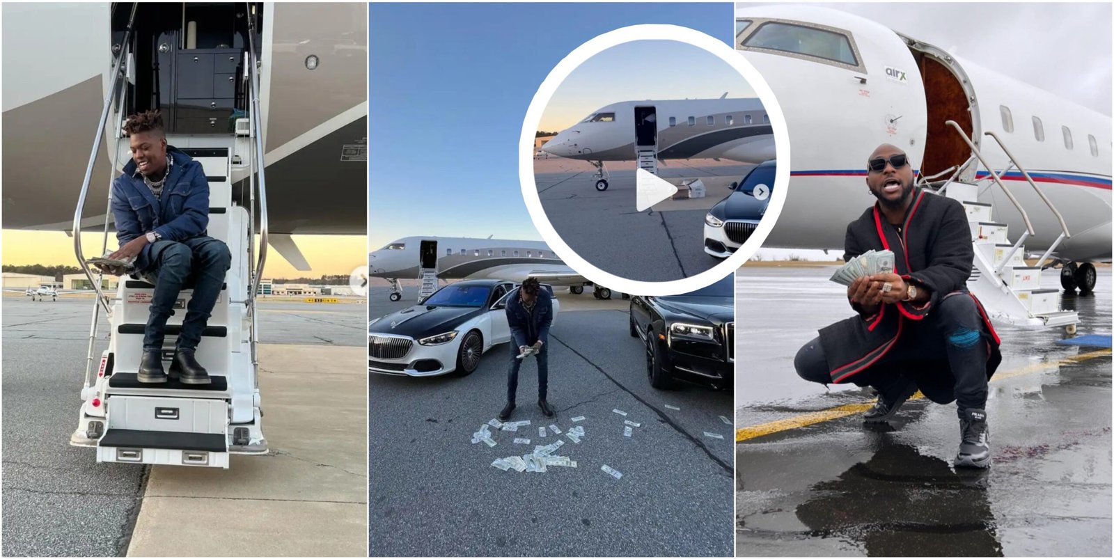 "Doings, Inside Doings" - Reactions as Davido flies in US rapper, his jeweller to UK in his private jet (VIDEO)