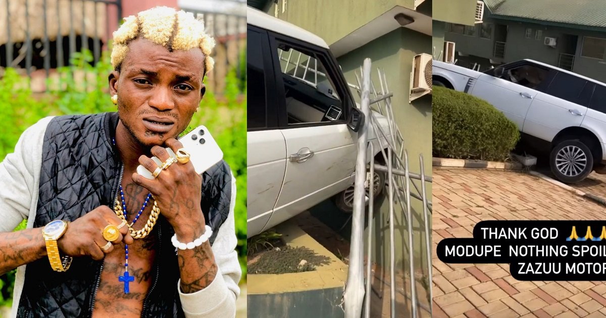 "Evil people have used juju to touch my Range Rover" Nigerians react as Portable drags haters over his car crash
