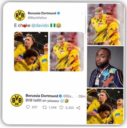 Davido reacts as Bundesliga Club, Borussia Dortmund uses his popular slang “E choke” to celebrate victory (WATCH)