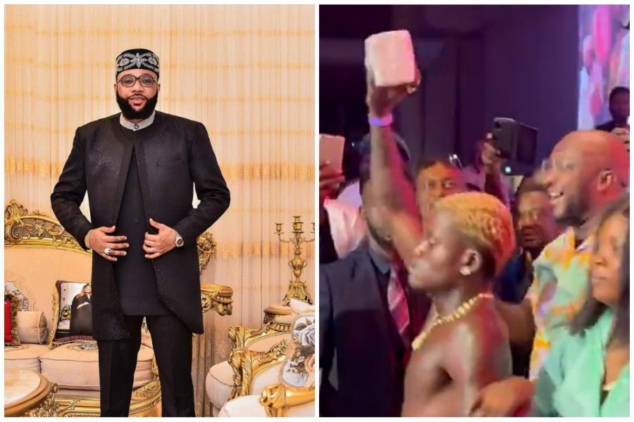 “He put am inside boxers” Moment Portable ran out of stage after being given bundle of money by billionaire "E-Money" at AY Live