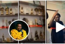 “Only Baddo?” – Man expresses amazement after visiting Olamide and seeing his Award cabinet (VIDEO)