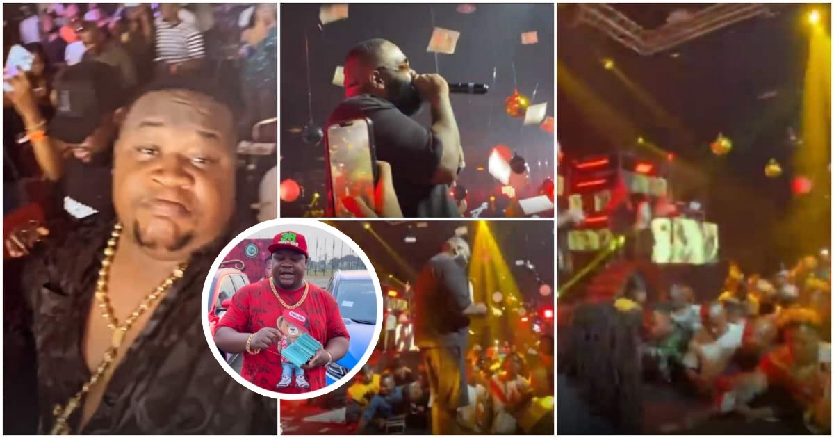 Rick Ross performed in Lagos makes money rain in reaction as Cubana Chiefpriest sprays him money (WATCH)