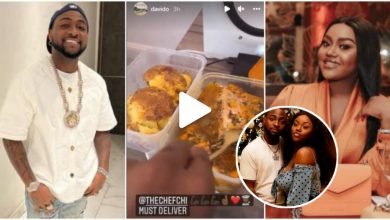 “Chef Chi Must Deliver” – Davido drools as he enjoys hot Meal made by Chioma, shares video Online (WATCH)