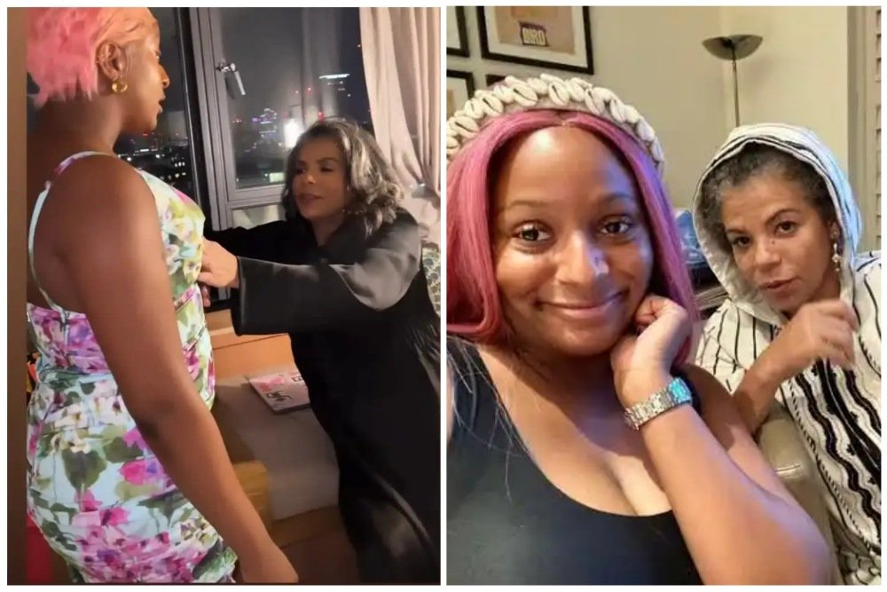"Mothers will always be mothers” – DJ Cuppy laments as Mom covers her exposed b00bs (VIDEO)