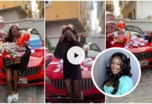 “Aww I'm speechless” – BBNaija’s Saskay left speechless as fans gift her a Benz with truckload of gifts (VIDEO)