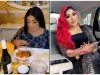 “Mama of Lagos, This is so dirty & unhygienic” – Bobrisky receive knocks for using long nails to eat swallow (WATCH)