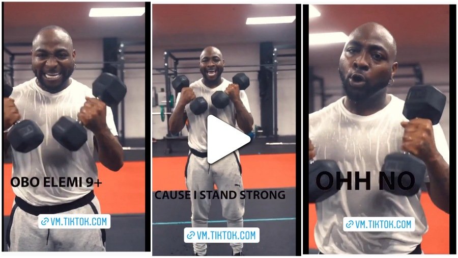 “People will hate you, rate you But 'Stand Strong' always” Davido goes motivational in the gym (VIDEO)