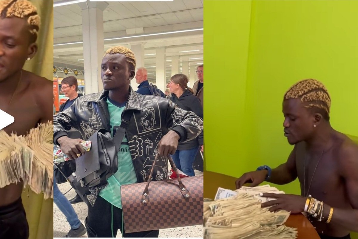 “I don escape sapa” – Portable shows off hundreds of Foreign Bills, brags about his new lifestyle (WATCH)