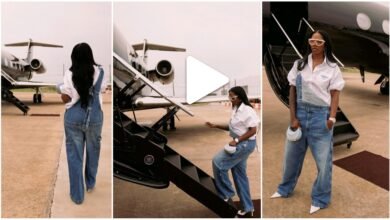 “So Tiwa get Private Jet” – Reactions as Tiwa Savage shows herself in a Private Jet as she held to Atlanta, Georgia USA