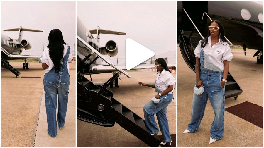 “So Tiwa get Private Jet” – Reactions as Tiwa Savage shows herself in a Private Jet as she held to Atlanta, Georgia USA