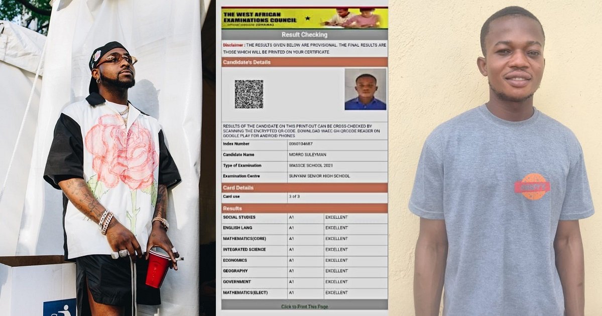 Davido offers a 4/5 year Scholarship to a Ghanaian student who got A1 parallel in his WAEC