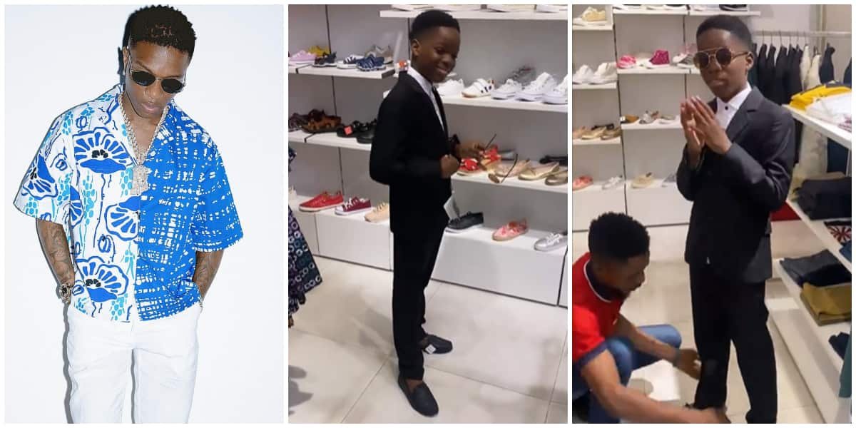 "Just like Big Wiz": Video of Wizkid's son rocking suit with swag sparks reactions (WATCH)