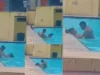 “This is disgusting” – Video trends as a boy and girl spotted making out inside a public swimming pool (Watch)