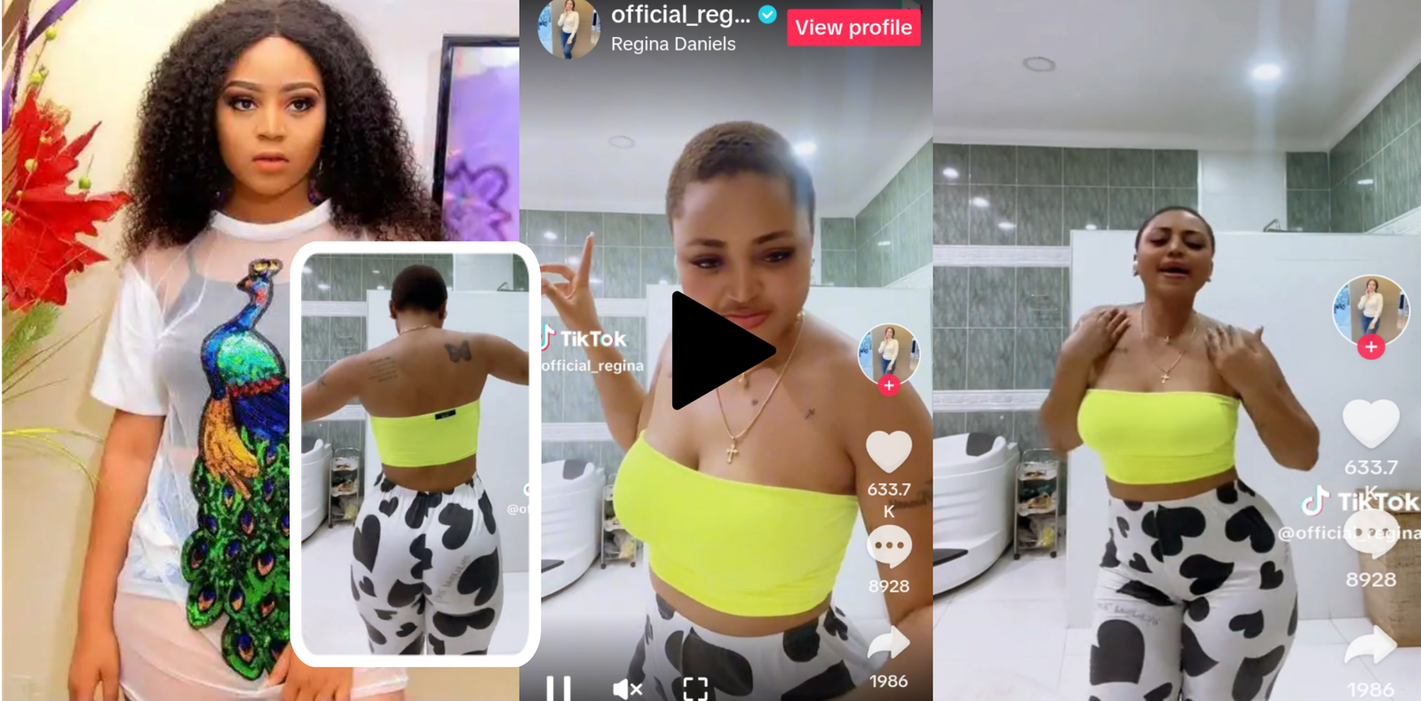 "Make she no use kpekus k!ll the old man o"– Reactions as Regina Daniels tw€rk in a ruanchy outfit in a toilet (watch)