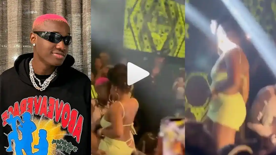 She’s Not W£aring Anything Inside - Fans Reacts as Lady Mistakenly shows Her Totö While Grinding Ruger on Stage (Video)