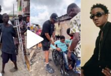 "Blessings Bro" – Reactions as singer Victony storms streets give out wheelchairs (Watch)